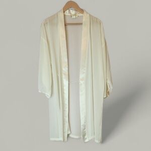 DENTELLE Sheer Robe in Ivory with a Crepe Satin Trim, size L